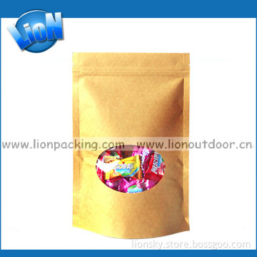 Kraft Paper Stand up Zipper Bag with Oval Clear Window